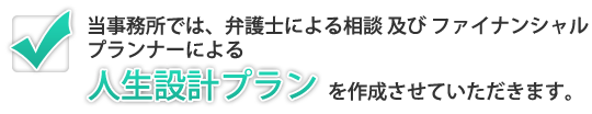 弁護士による相談及びファイナンシャルプランナーによる人生設計プラン